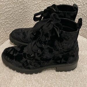 ShuShop women’s black damask velvet boots